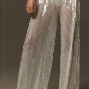 Elegant Sequin White Pants
